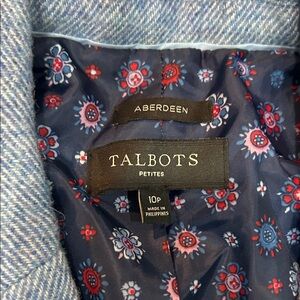 Talbots Light Blue Herringbone Jacket with Floral Lining